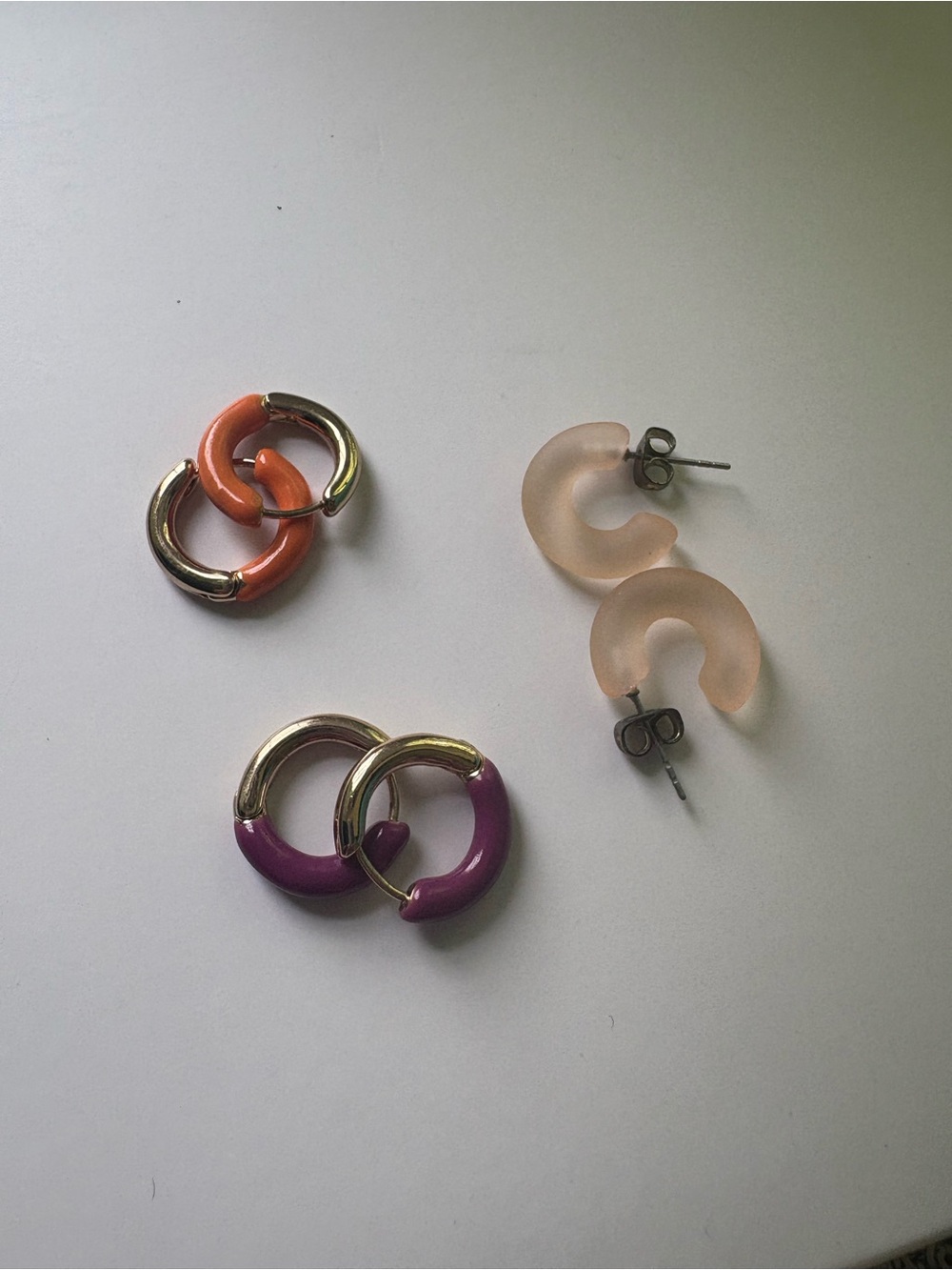 aerie Colorblock Hoop & Stud Earring Set - Orange, Pink, Nude